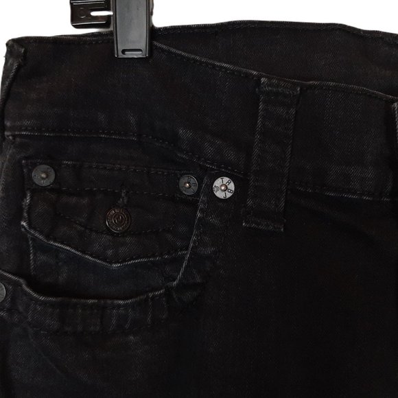 True Religion Ricky Relaxed Straight Black Denim Jeans Mens Size 33 - Picture 3 of 10